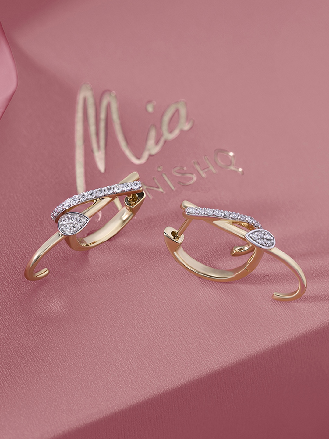 

Mia by Tanishq 14KT Gold Diamond Studded-Hoop Earring-4.866carat, Yellow