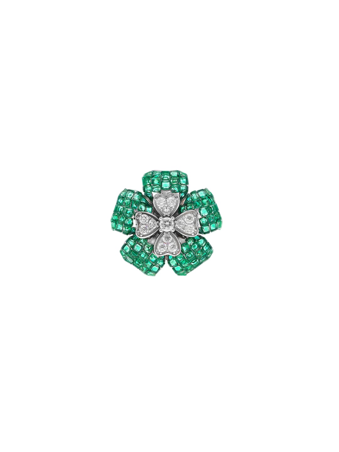 

MISS JO 925 Sterling Silver Rhodium Plated Floral Charm Finger Ring, Green