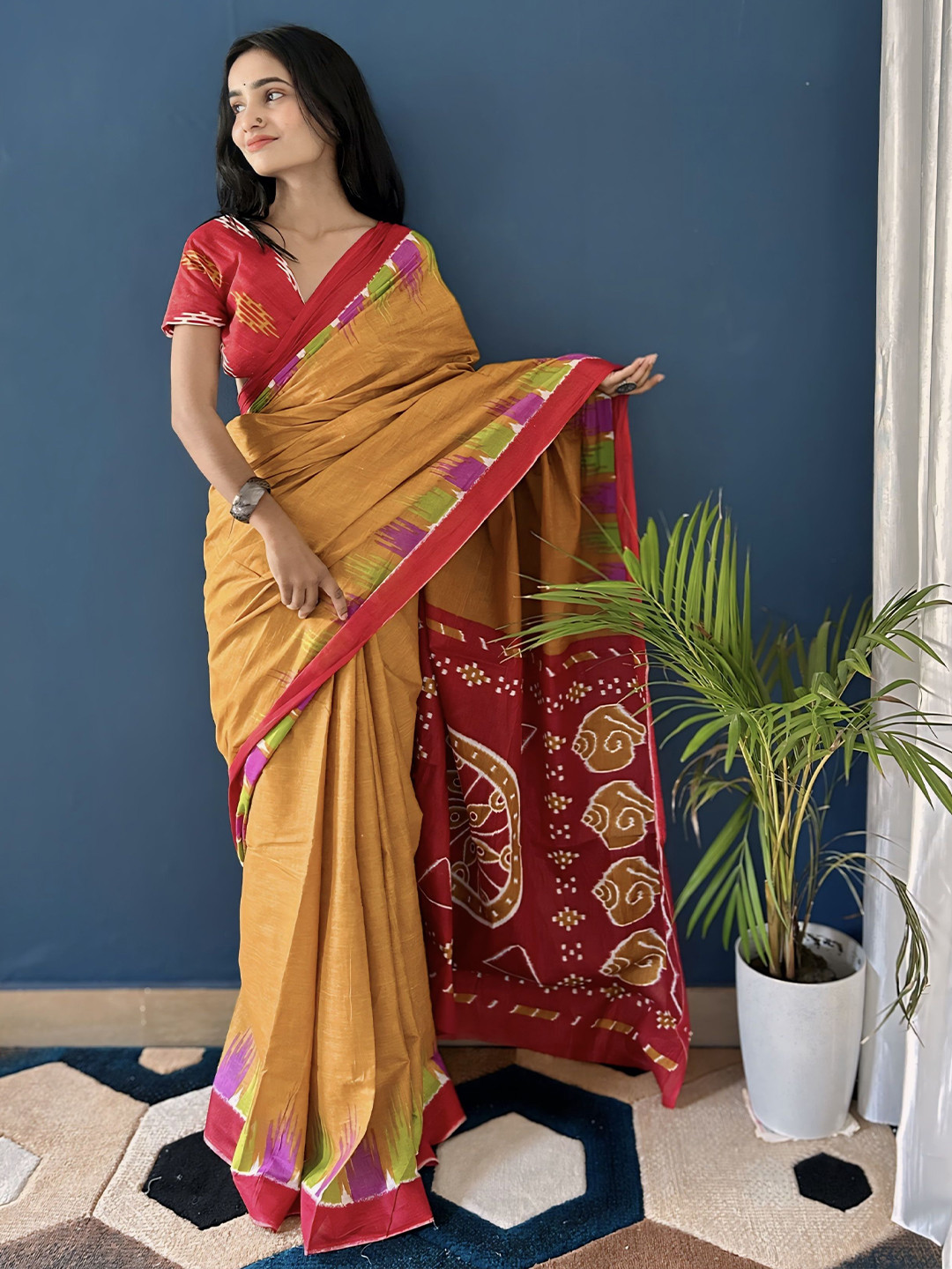

Anouk Pure Cotton Bagh Saree, Mustard