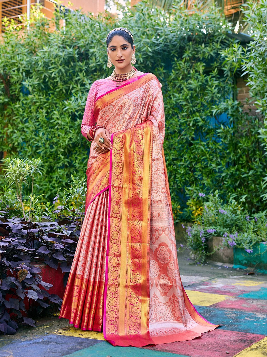 

Kandora Woven Design Zari Pure Silk Banarasi Saree, Orange