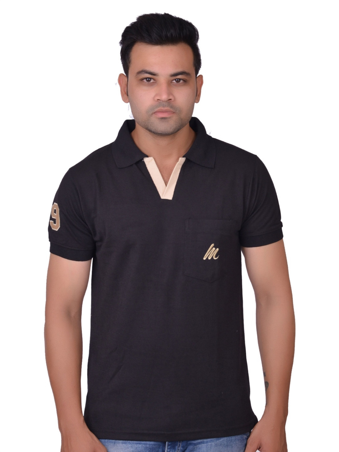 

LA MILANO Men Polo Collar Slim Fit T-shirt, Black