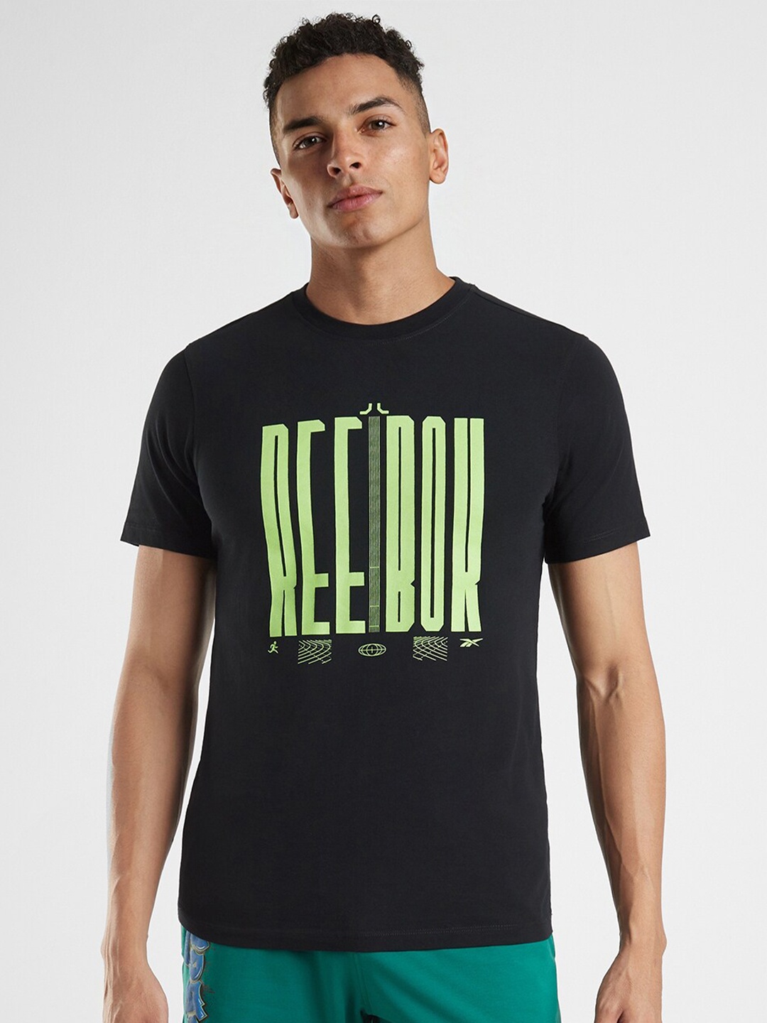 

Reebok Statement Printed Pure Cotton Slim-Fit T-shirt, Black