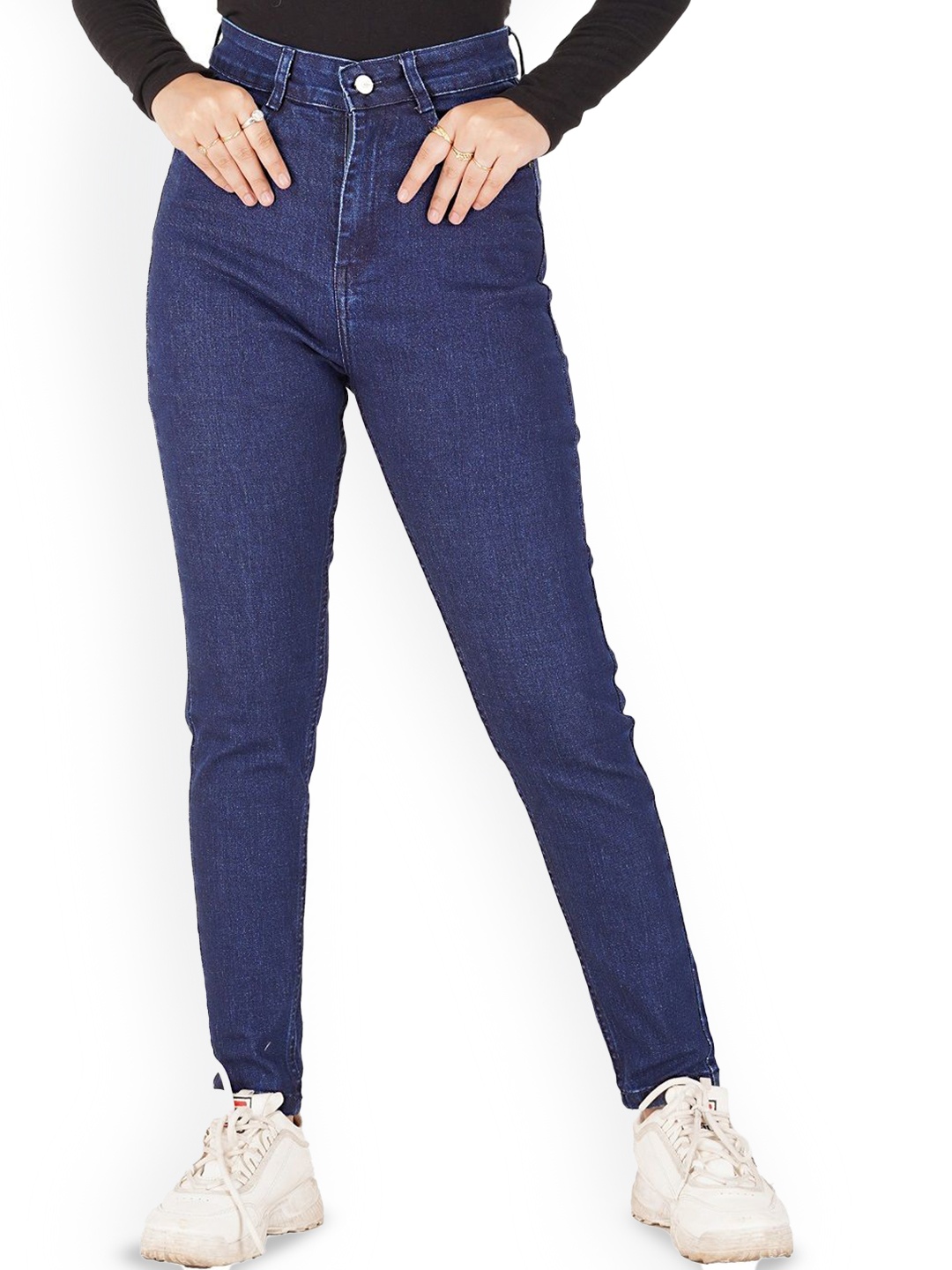 

FILLY Women Skinny Fit High-Rise Clean Look Jeans, Navy blue