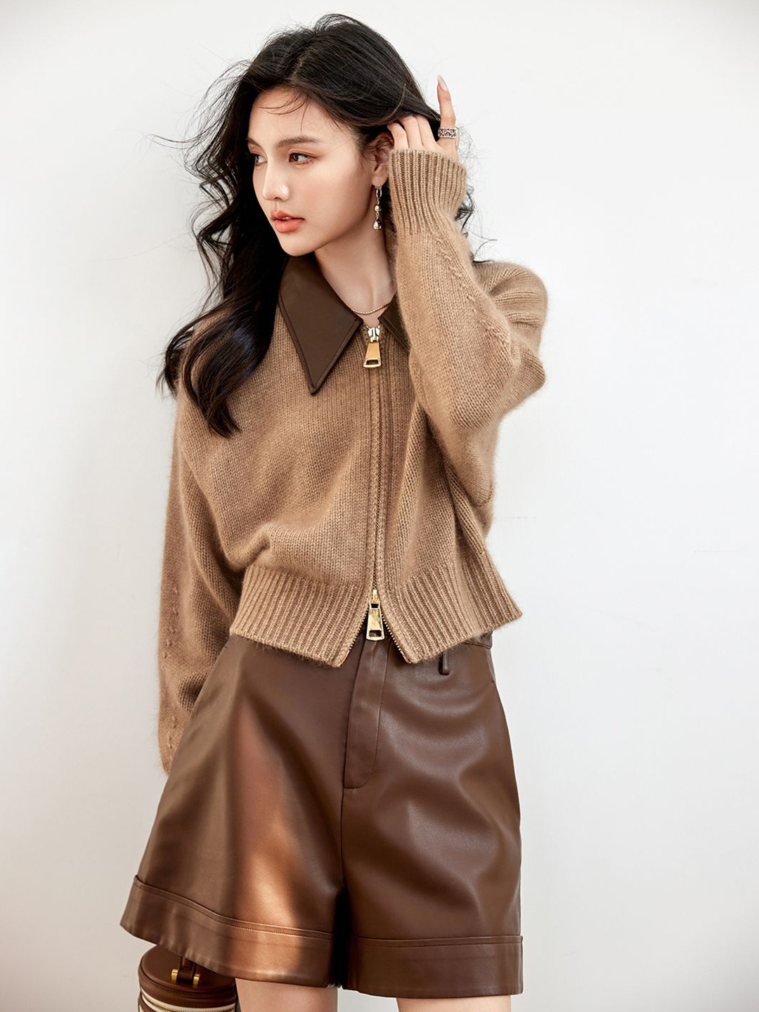 

JC Collection Women Cable Knit Cardigan, Brown
