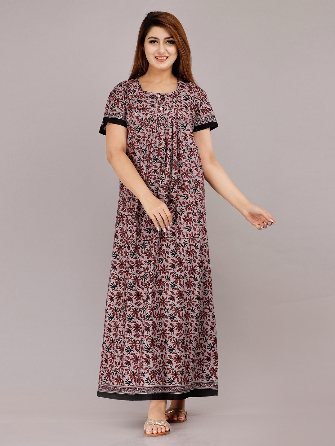 

MAYA PRINT Printed Maxi Nightdress, Purple