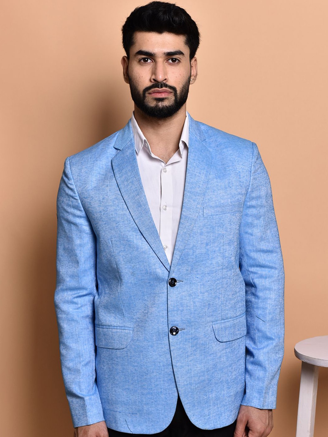 

PRINTCULTR Notched Lapel Single-Breasted Blazers, Blue