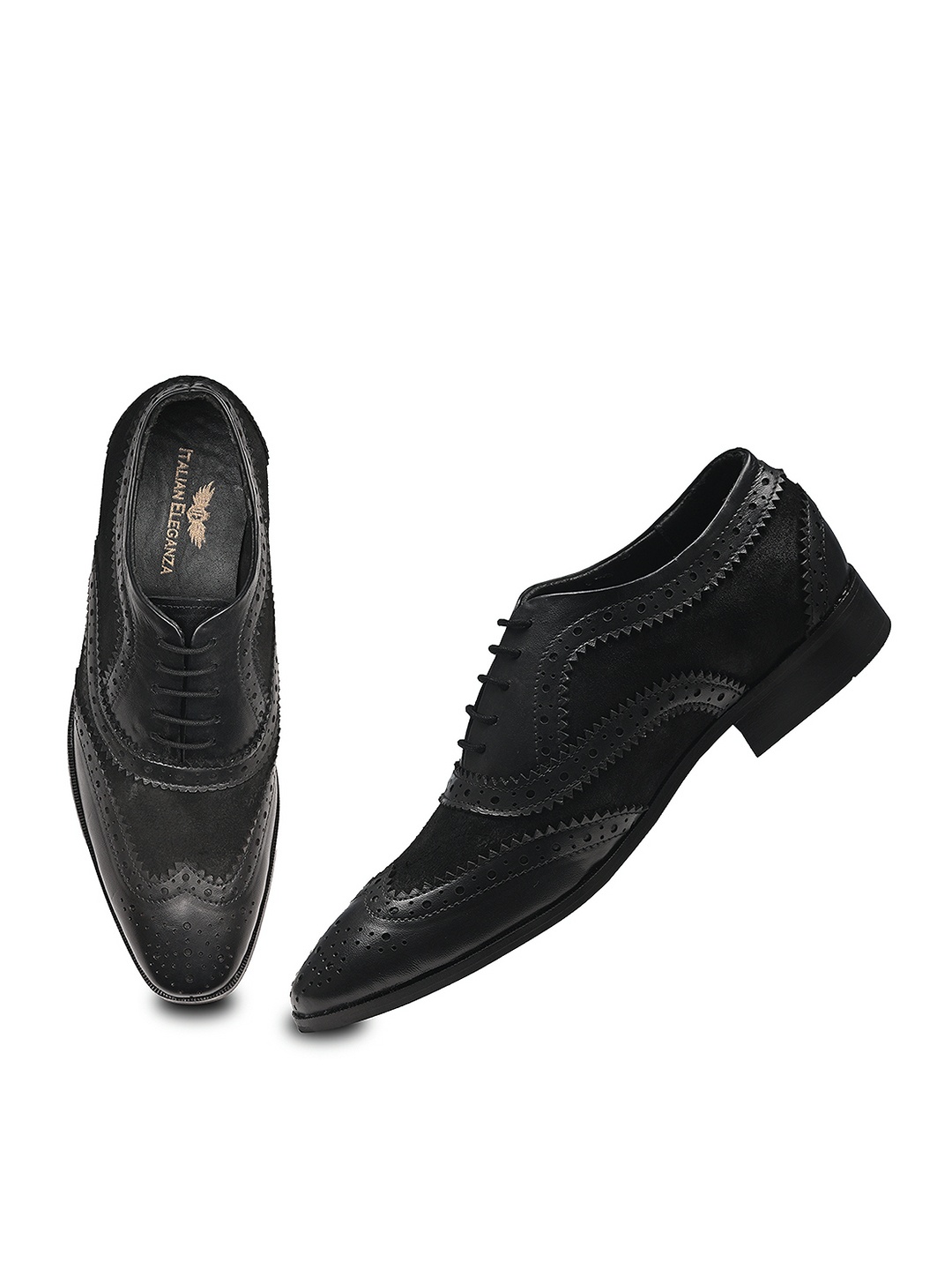 

ITALIAN ELEGANZA Men Leather Formal Brogues, Black