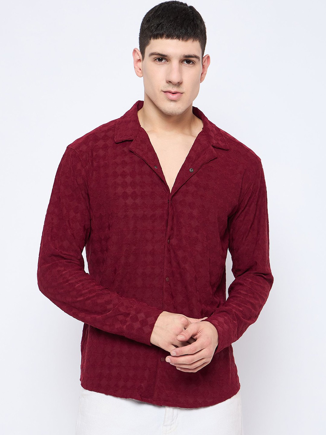 

Parcel Yard Men Comfort Opaque Party Shirt, Maroon