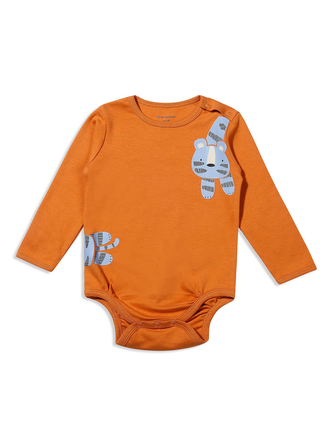 

My Milestones Infant Boys Printed Cotton Bodysuit, Orange