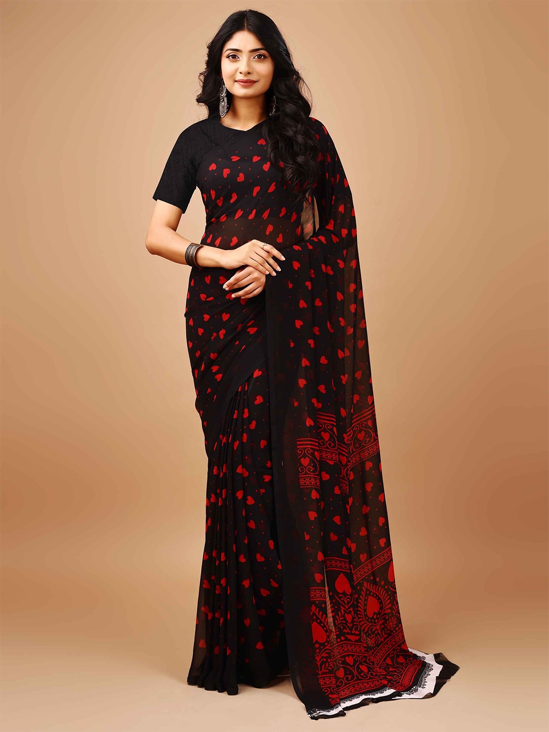 

Leelavati Poly Chiffon Saree, Black