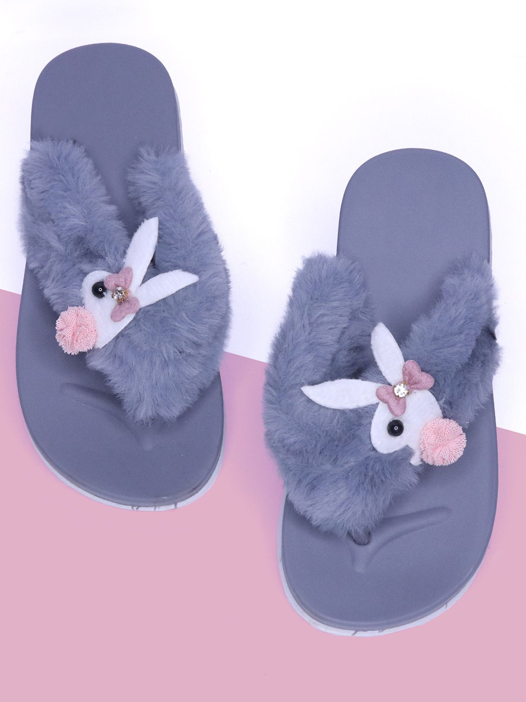 

FEETWELL SHOES Girls Thong Flip-Flops, Grey