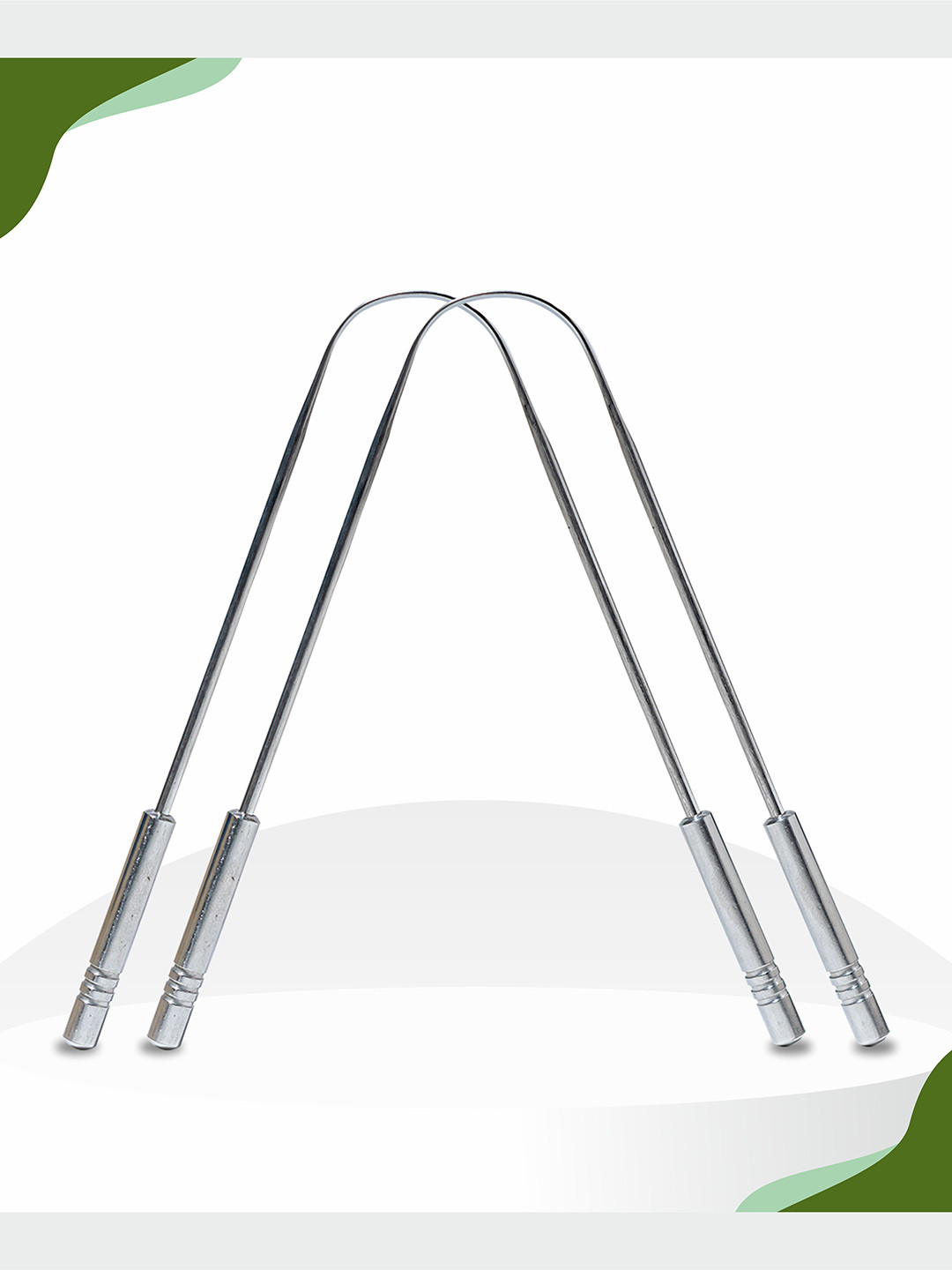 

Nurpi Set Of 2 Stainless Steel Tongue Cleaner For Oral Care & Bad Breath, Silver