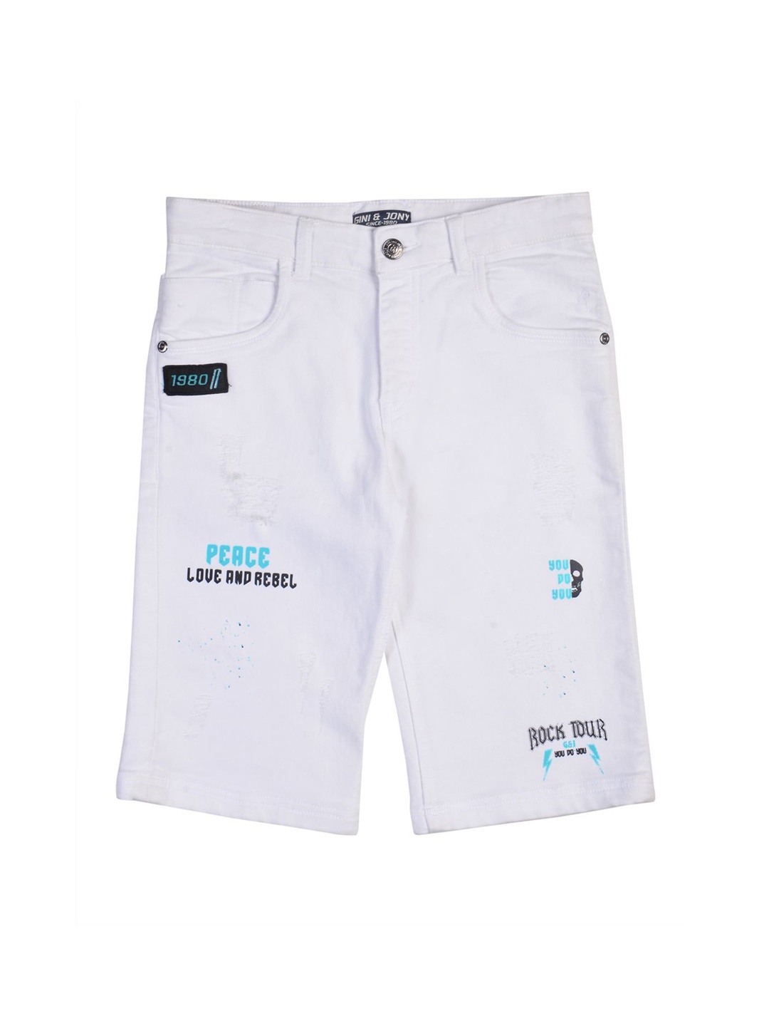 

Gini and Jony Boys Typography Printed Regular Fit Shorts, White