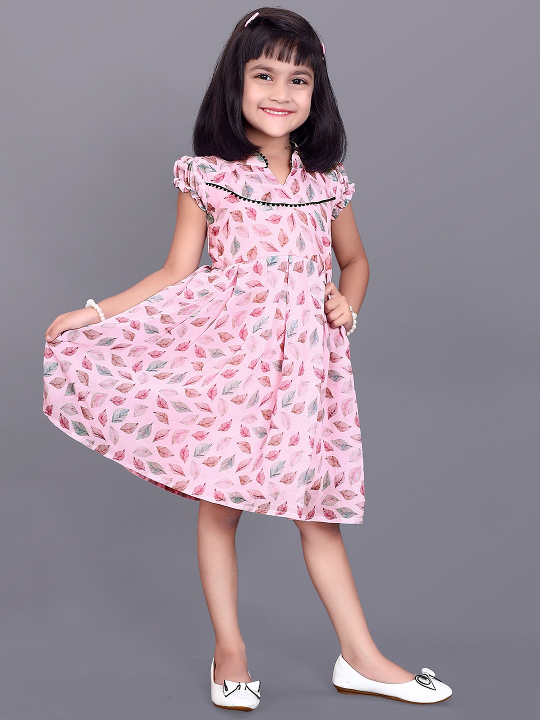 

FEBVIBE Print Fit & Flare Dress, Pink