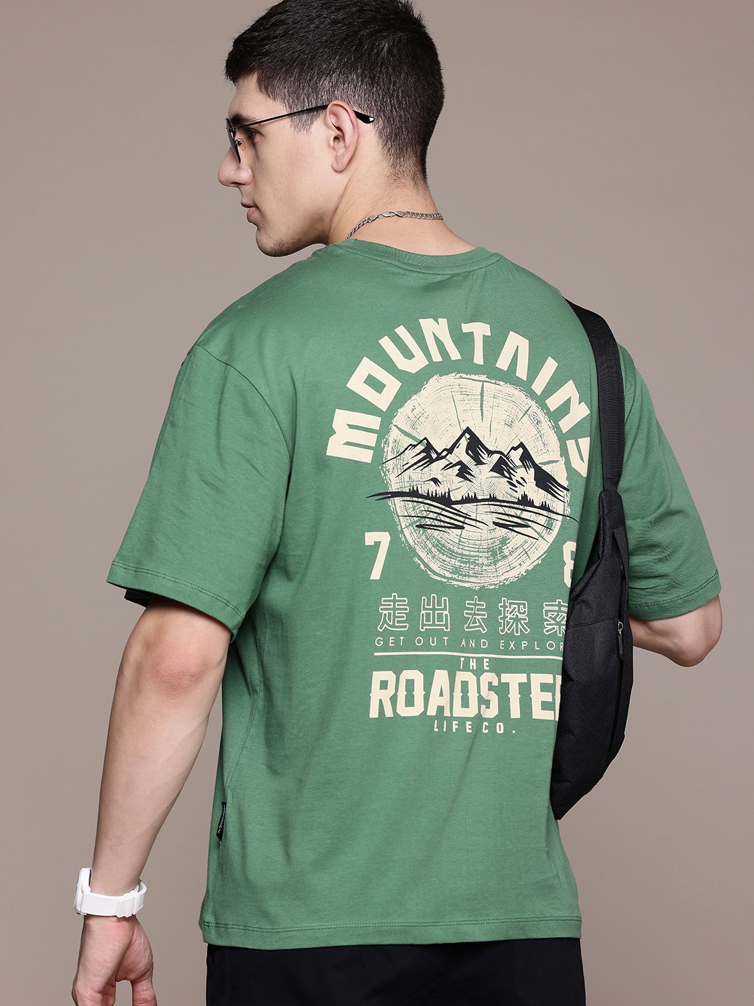 

The Roadster Lifestyle Co. Printed Pure Cotton Relaxed T-shirt, Green