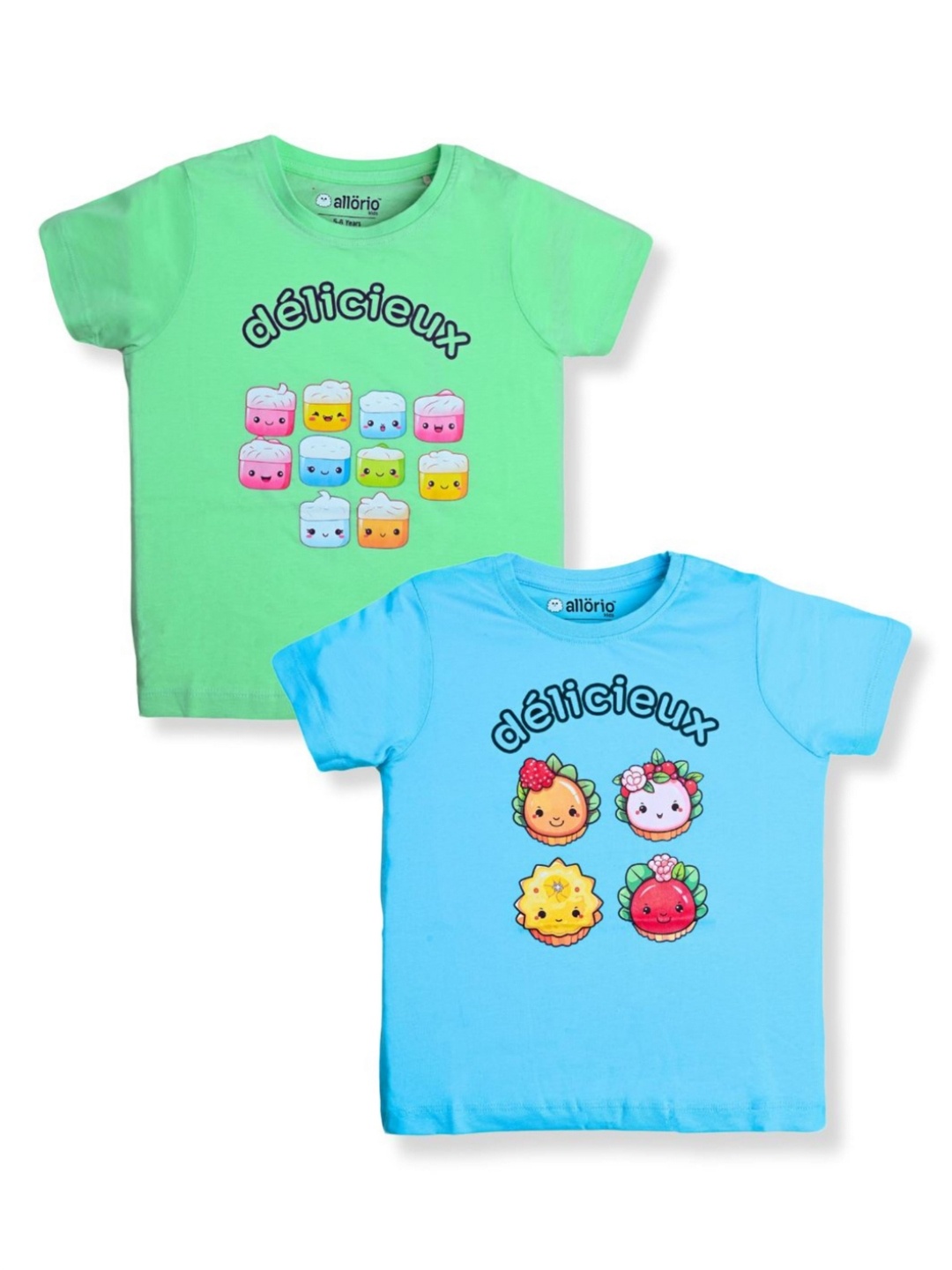 

allorio kids Girls 2 Printed Applique Slim Fit T-shirt, Multi