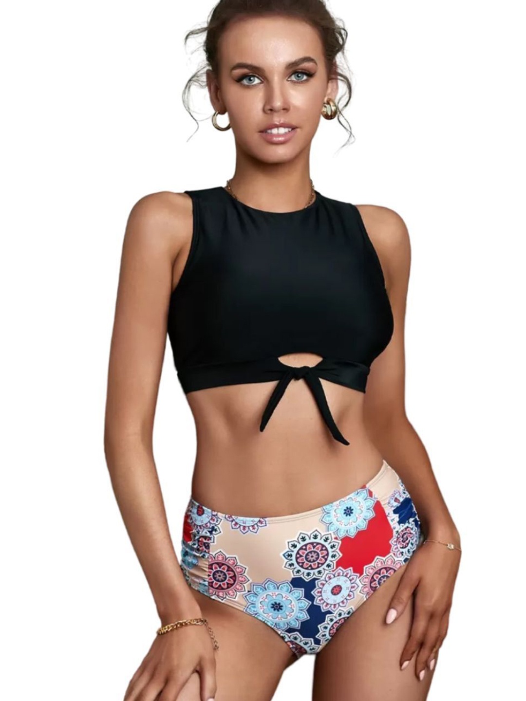 

ANGEL CROSHET Printed Swim Set, Black