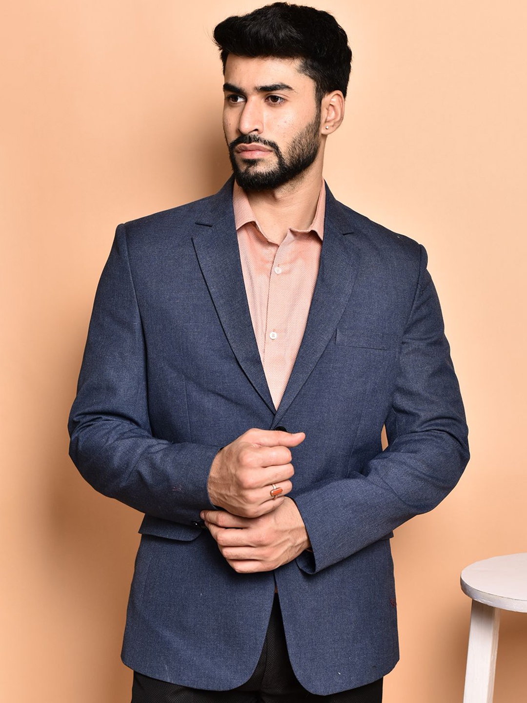 

PRINTCULTR Notched Lapel Single-Breasted Blazers, Blue