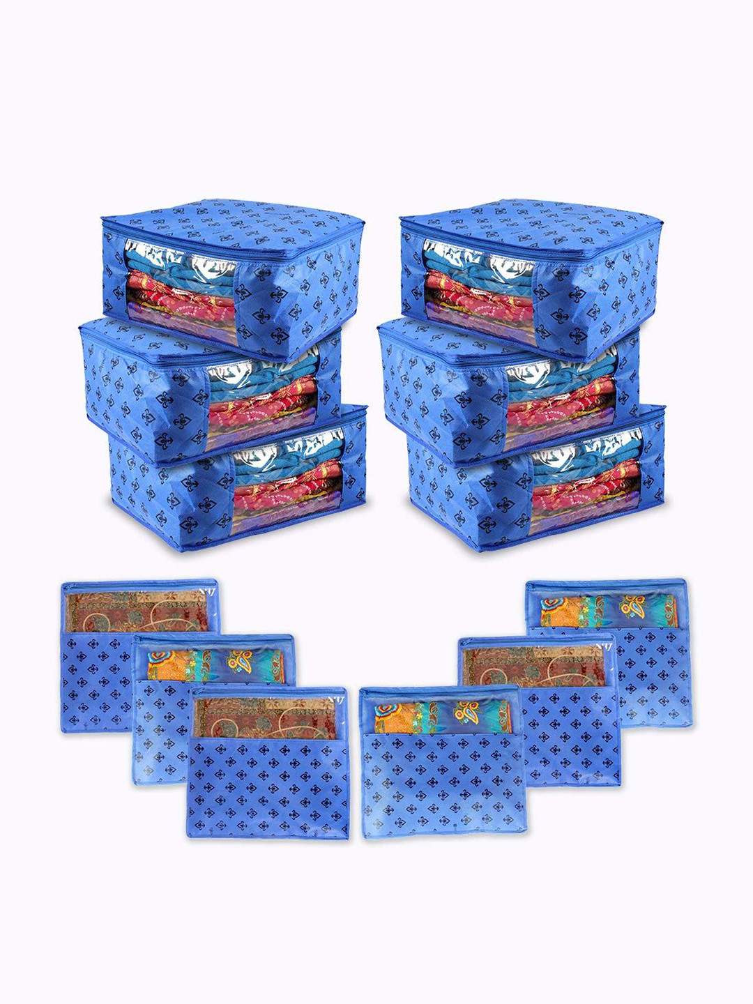 

prettykrafts Blue & Black 6 Pieces Printed Reusable Multi-Utility Organisers