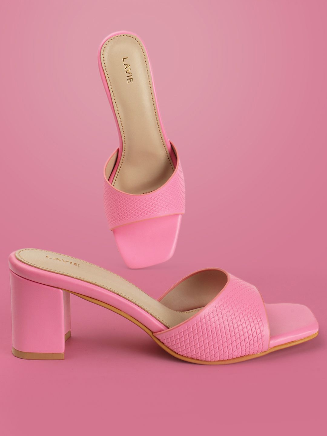 

Lavie Textured Block Sandals, Pink