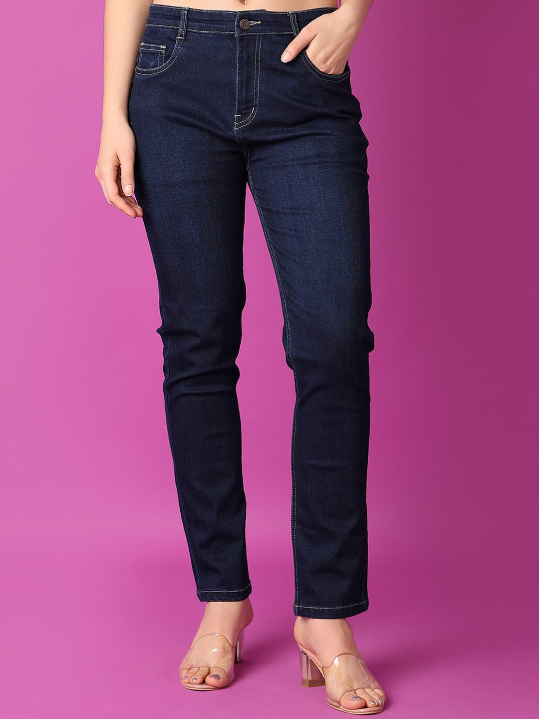 

UNLIMITED Women Solid Slim Fit Jeans, Navy blue