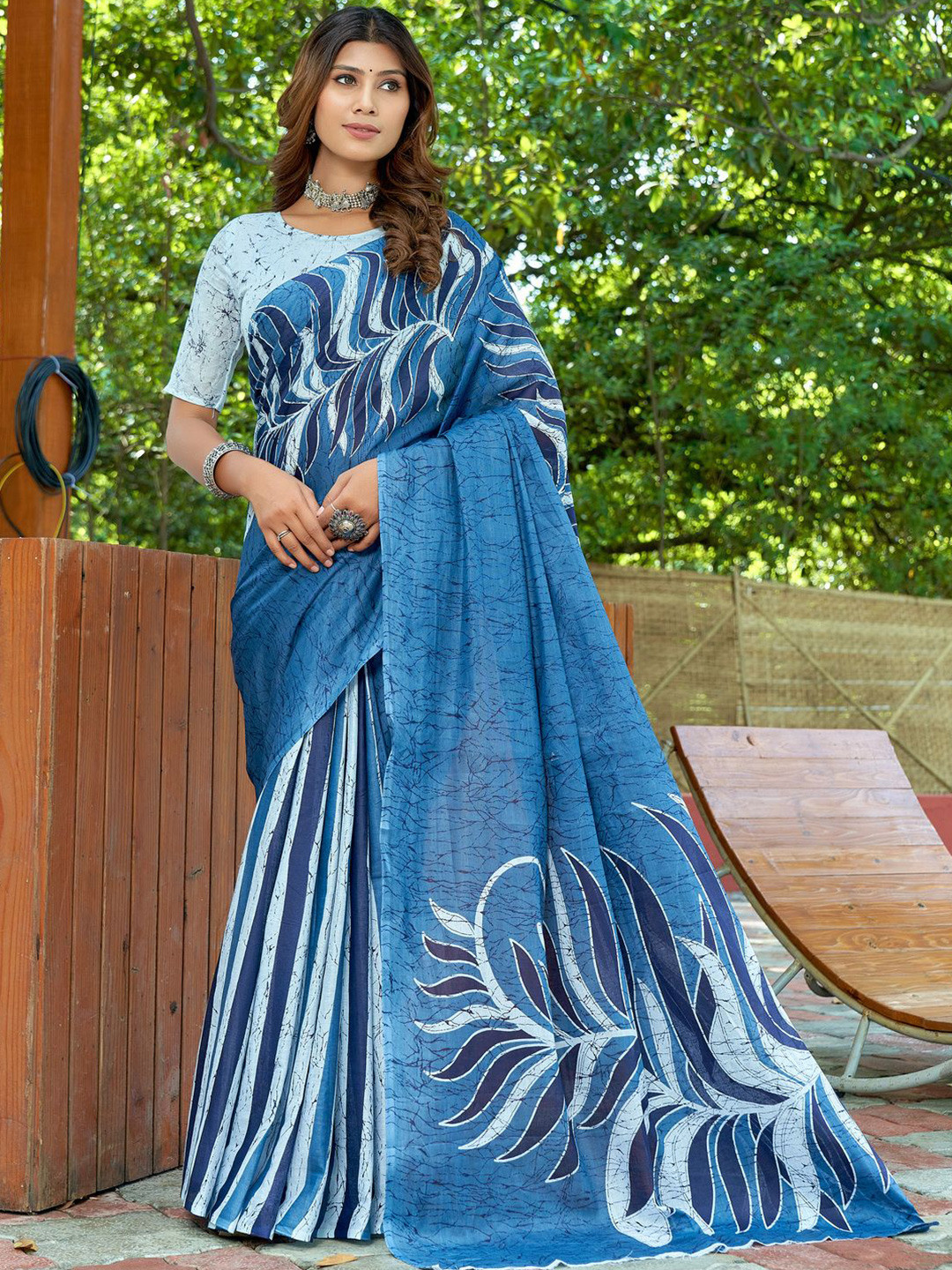 

Anouk Ethnic Motifs Pure Cotton Saree, Blue