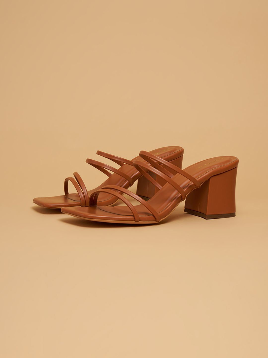 

ERIDANI Julian Wide Strappy Heels, Tan