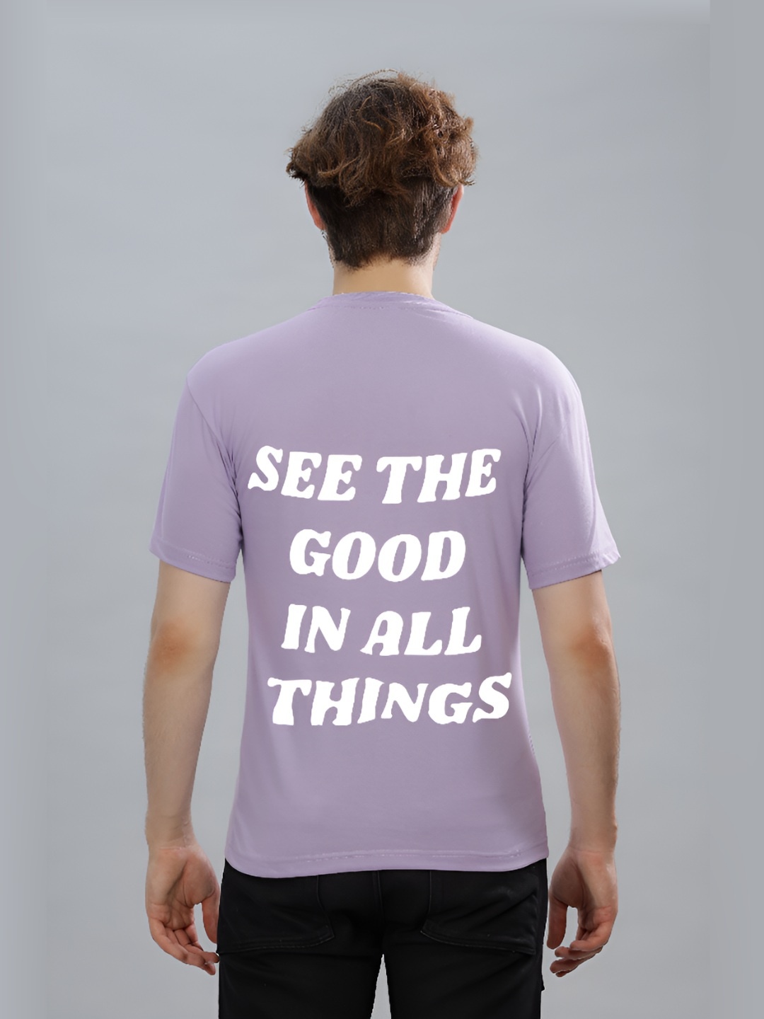 

FALTU.CO Men Typography Printed Round Neck Pure Cotton Oversized T-shirt, Lavender
