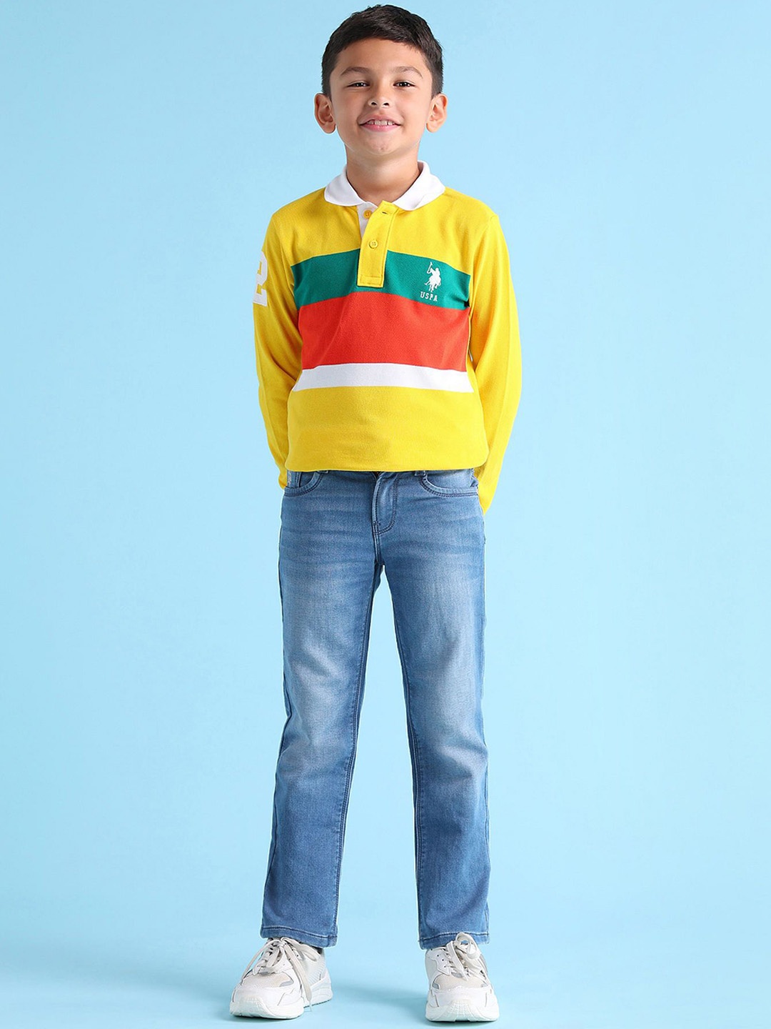 

U.S. Polo Assn. Kids Boys Relaxed Fit Light Fade Jeans, Blue