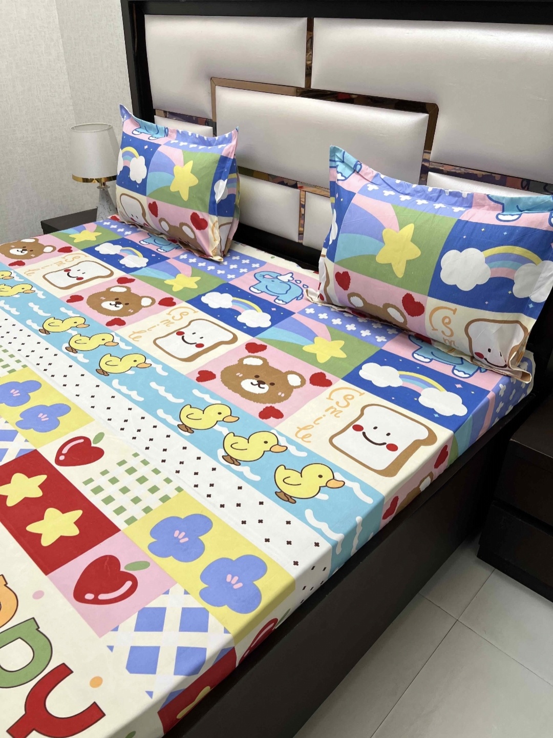 

Pure Decor Kids Queen Size Double Bed Bedsheet With 2 Pillow Covers 2.28m X 2.54m, White