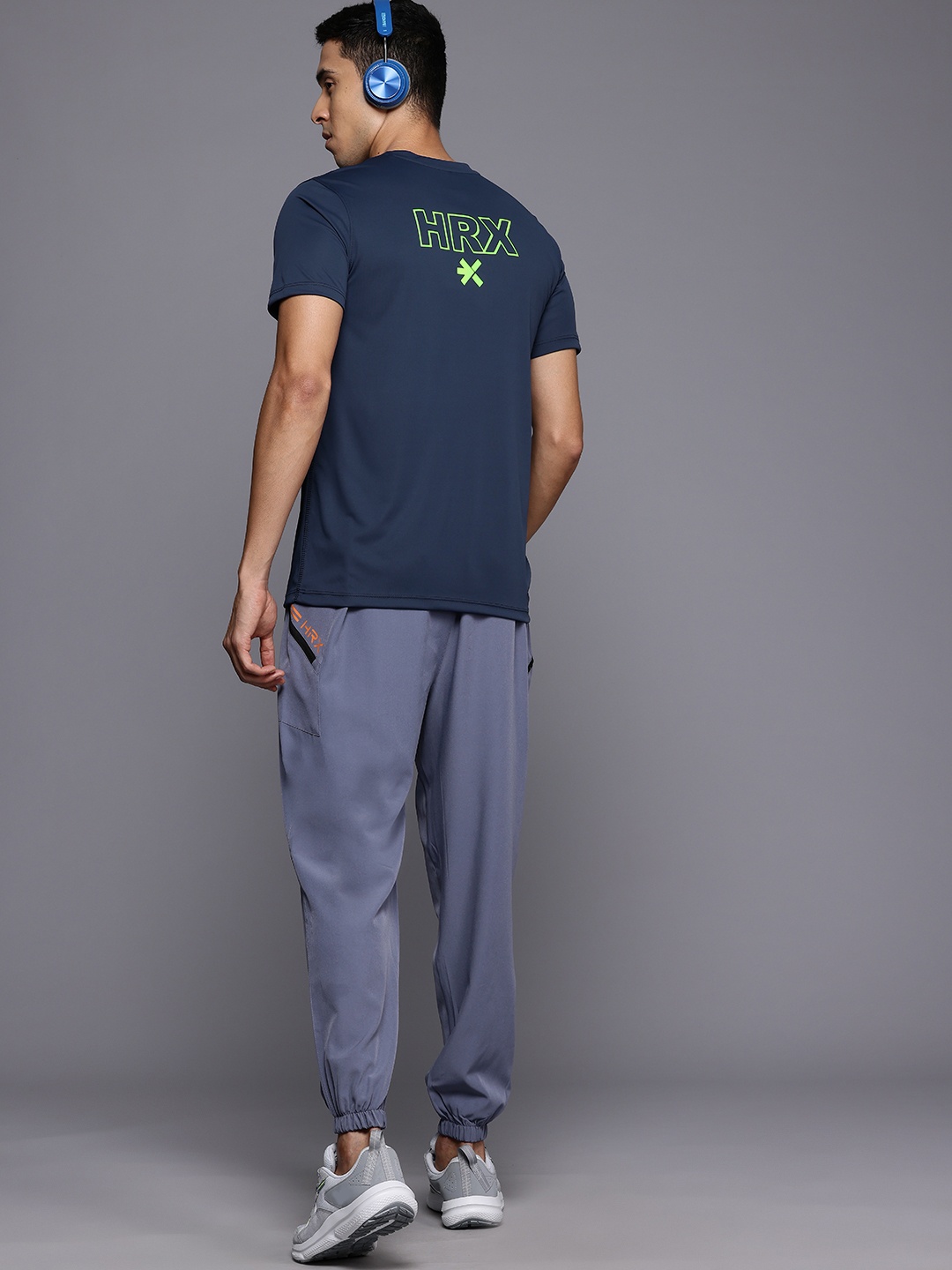 

HRX by Hrithik Roshan Brand Logo Print Training T-shirt, Navy blue