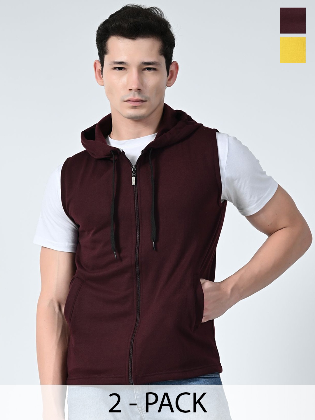 

BAESD Men Pack 2 Open Front Jacket, Maroon