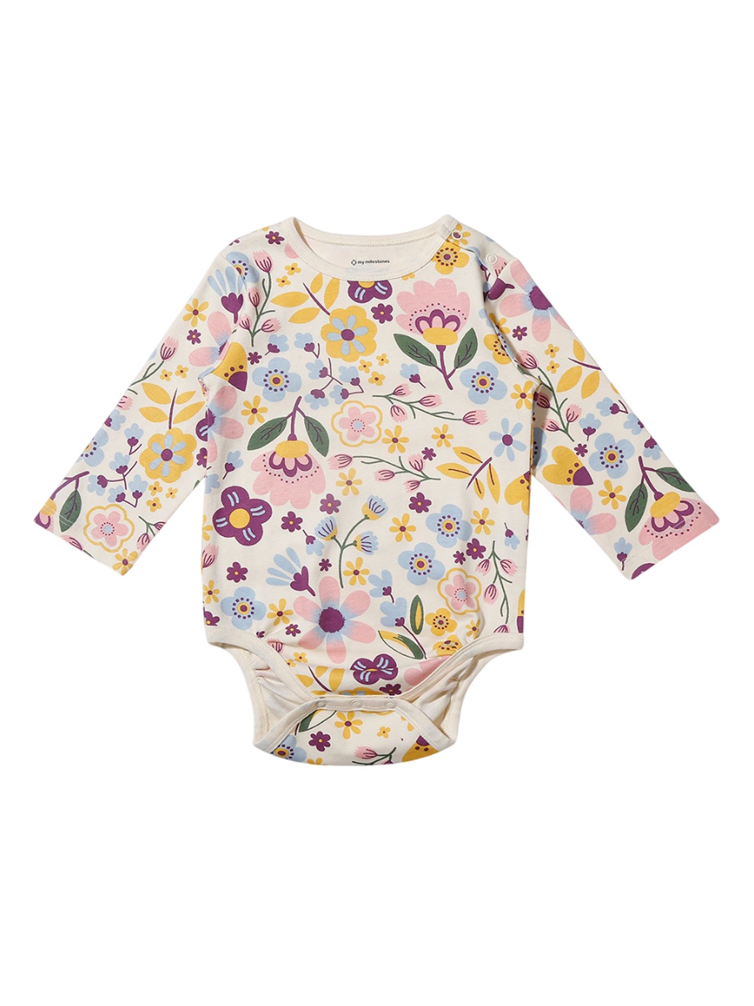 

My Milestones Infant Girls Printed Cotton Bodysuit, White