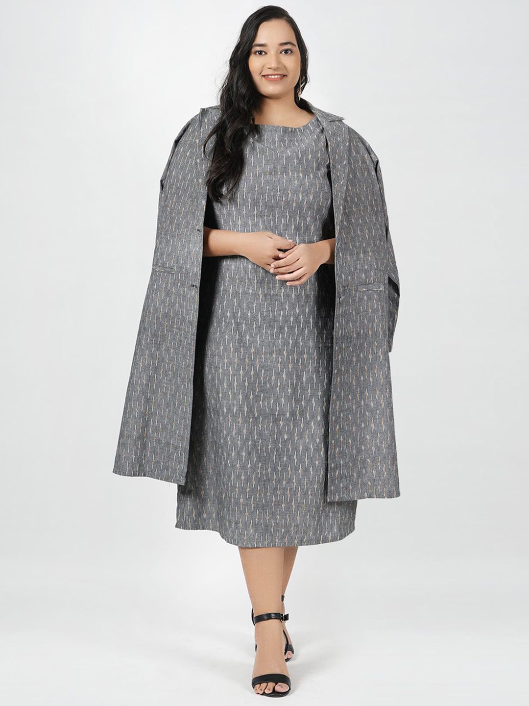 

LastInch Print A-Line Midi Dress, Grey