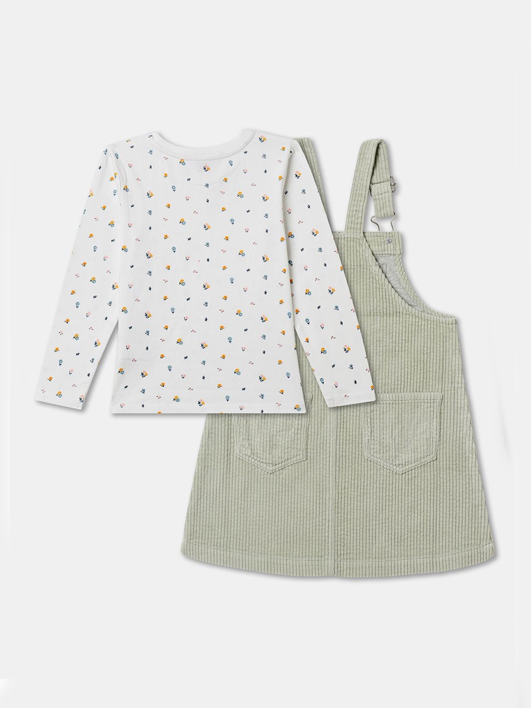 

R&B Girls Pure Cotton Dungaree Set, Olive
