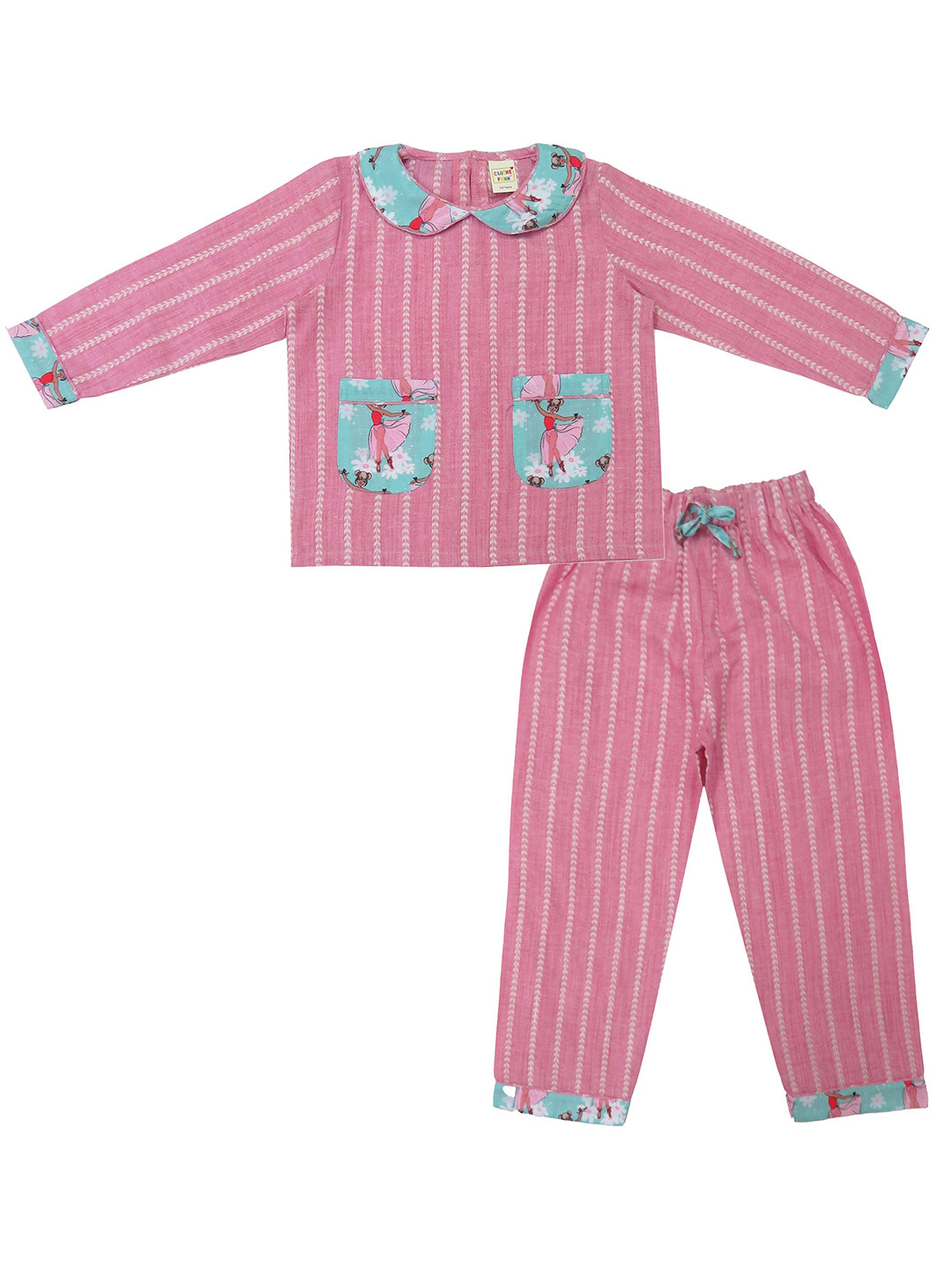 

Clothe Funn Girls Printed Top with Pyjamas, Pink