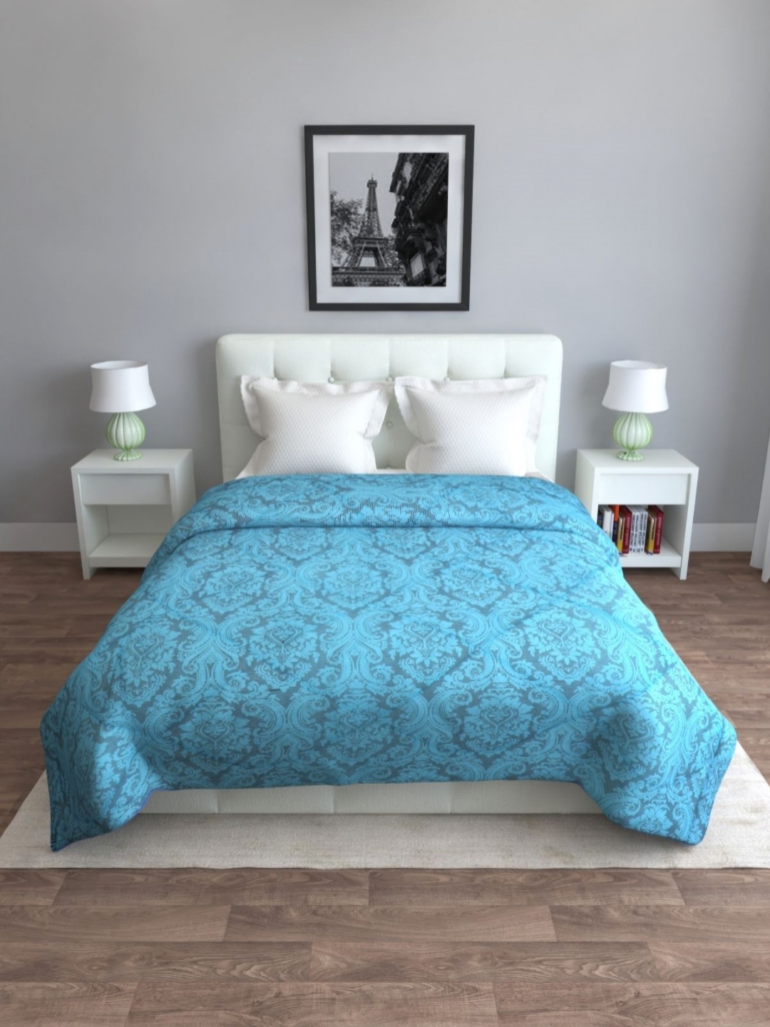 

Myntra Elegant Homes Blue Ethnic Motifs AC Room Cotton Reversible Double Bed Comforter