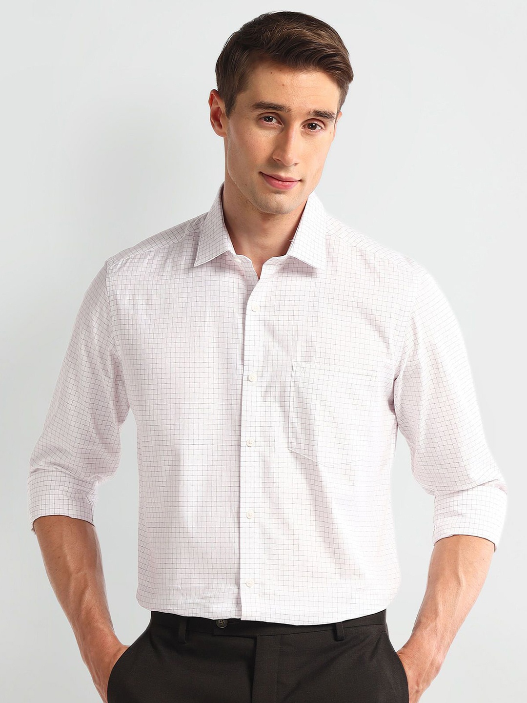 

Arrow Men Slim Fit Opaque Printed Formal Shirt, Blue