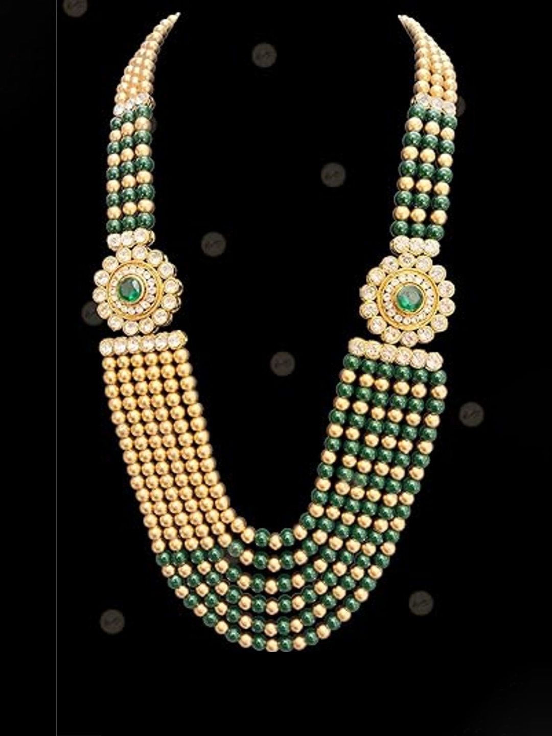 

Radhe Creation Men Gold-Plated Kundan Studded & Pearls Beaded Six Layered Necklace