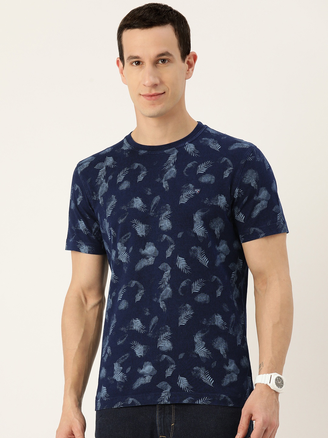 

Monte Carlo Tropical Printed Polo Collar T-shirt, Navy blue