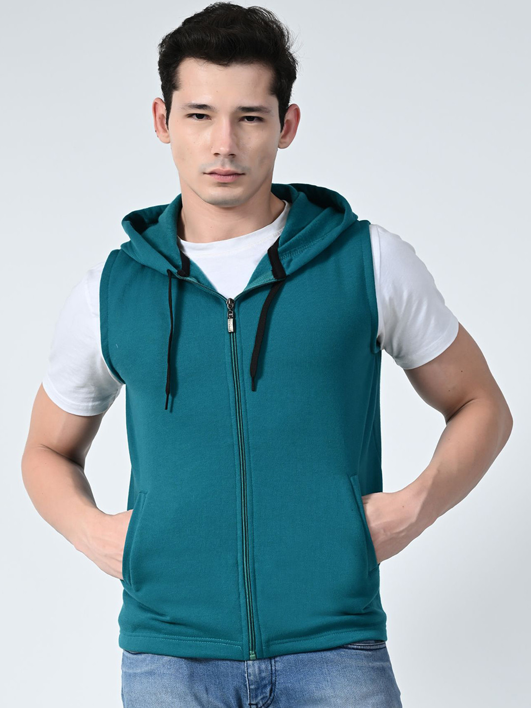 

BAESD Men Hooded Lightweight Open Front Jacket, Green