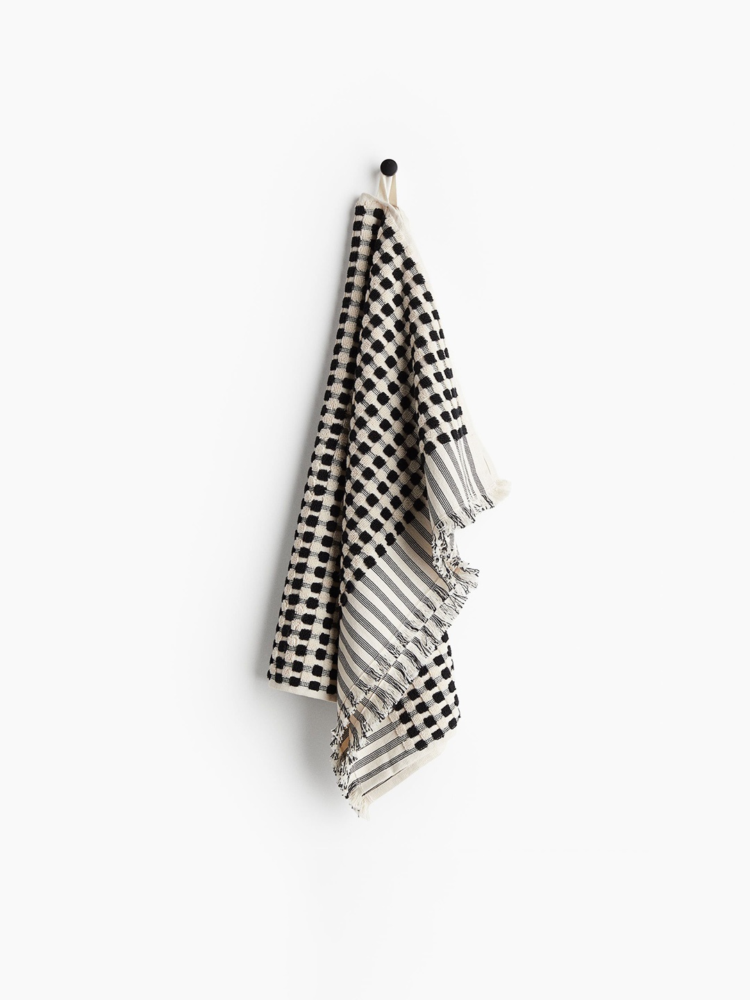 

H&M Black Patterned Cotton Terry Hand Towel