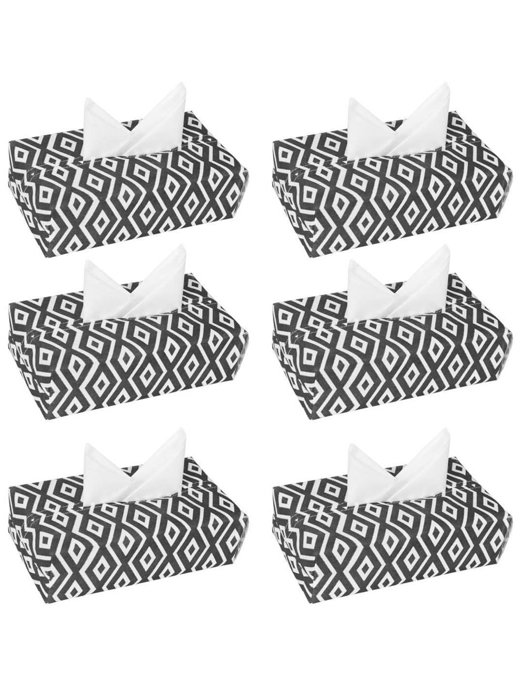 

prettykrafts Black & White 6 Pieces Printed Tissue Holder