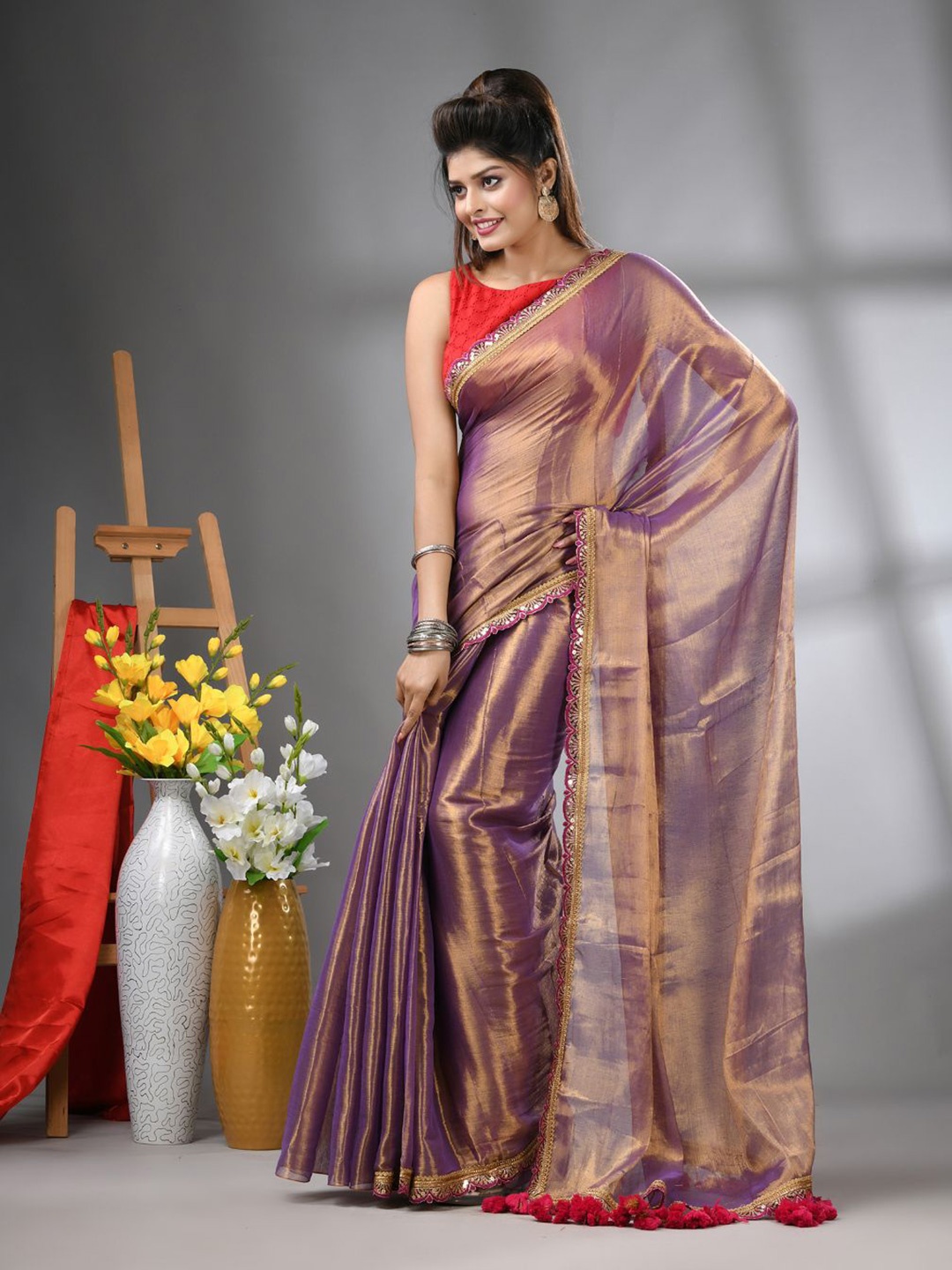 

Charukriti Gotta Patti Tissue Saree, Purple