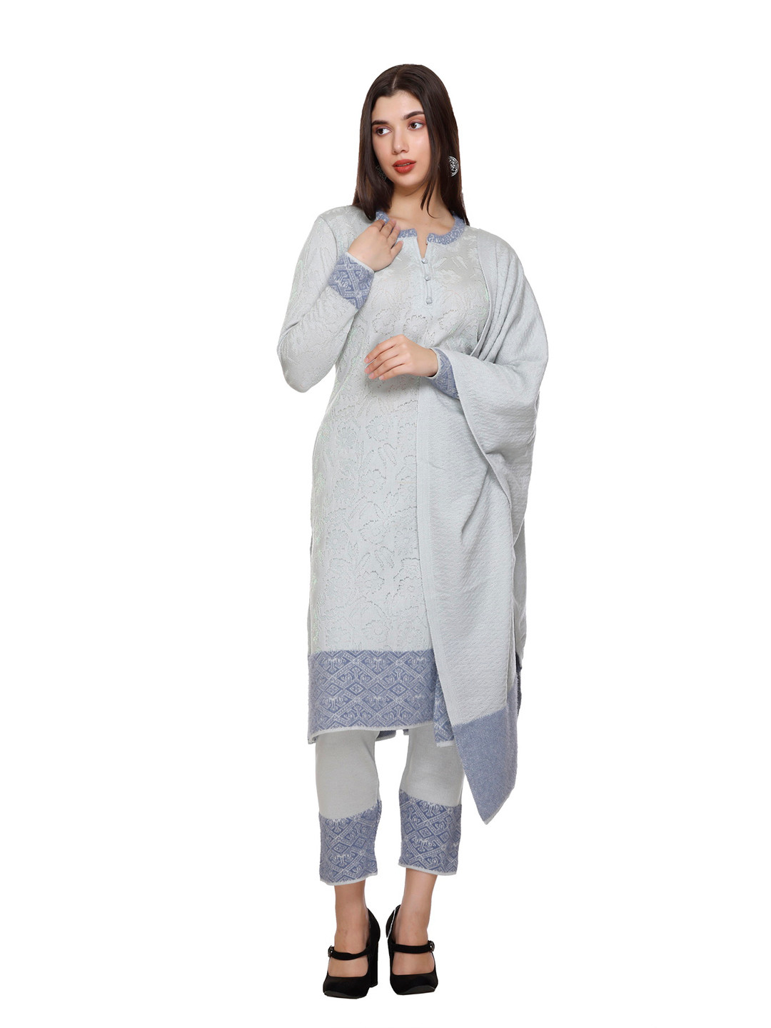 

MONTREX Women Regular Kurta with Trousers & With Dupatta, Grey
