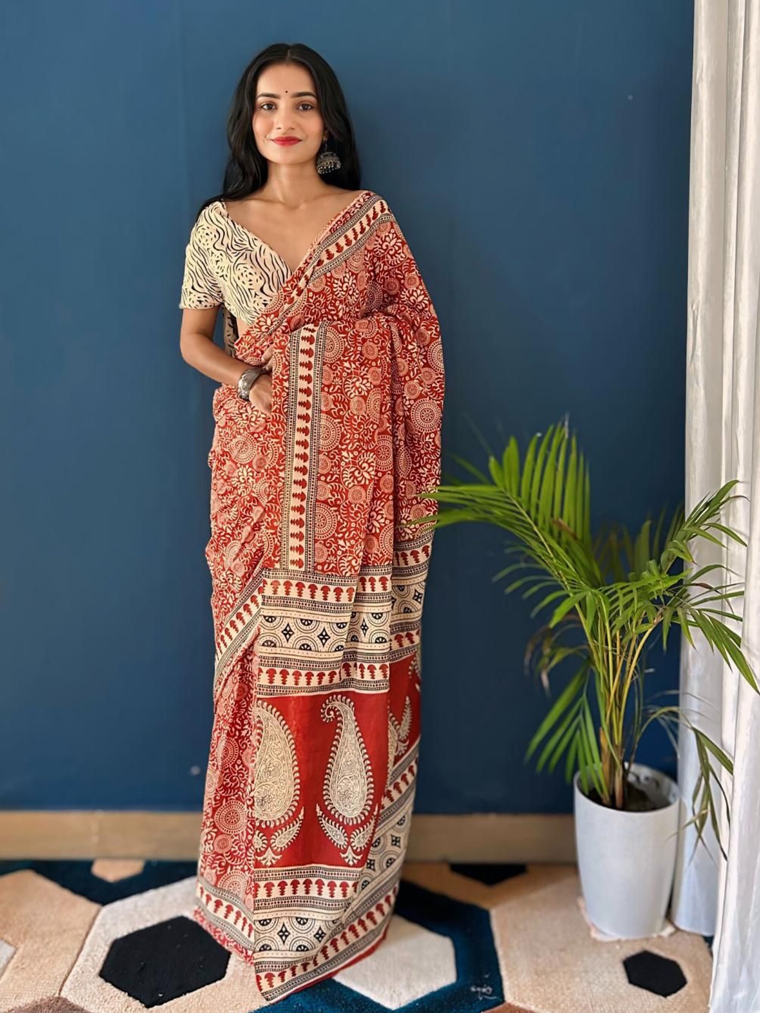 

Anouk Ethnic Motifs Pure Cotton Bagh Saree, Maroon