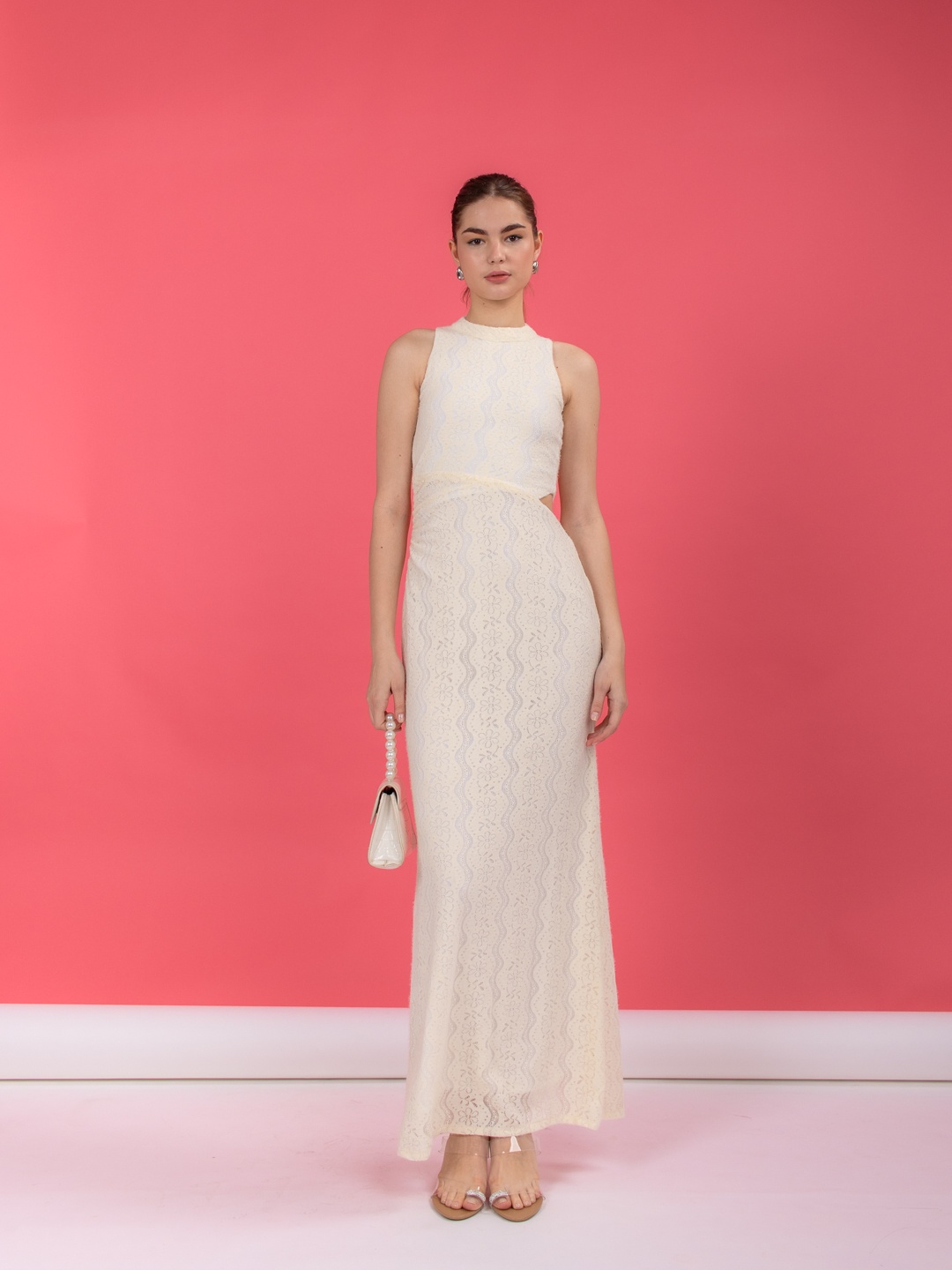 

Stylecast X Hersheinbox Floral Sheath Maxi Dress, Cream