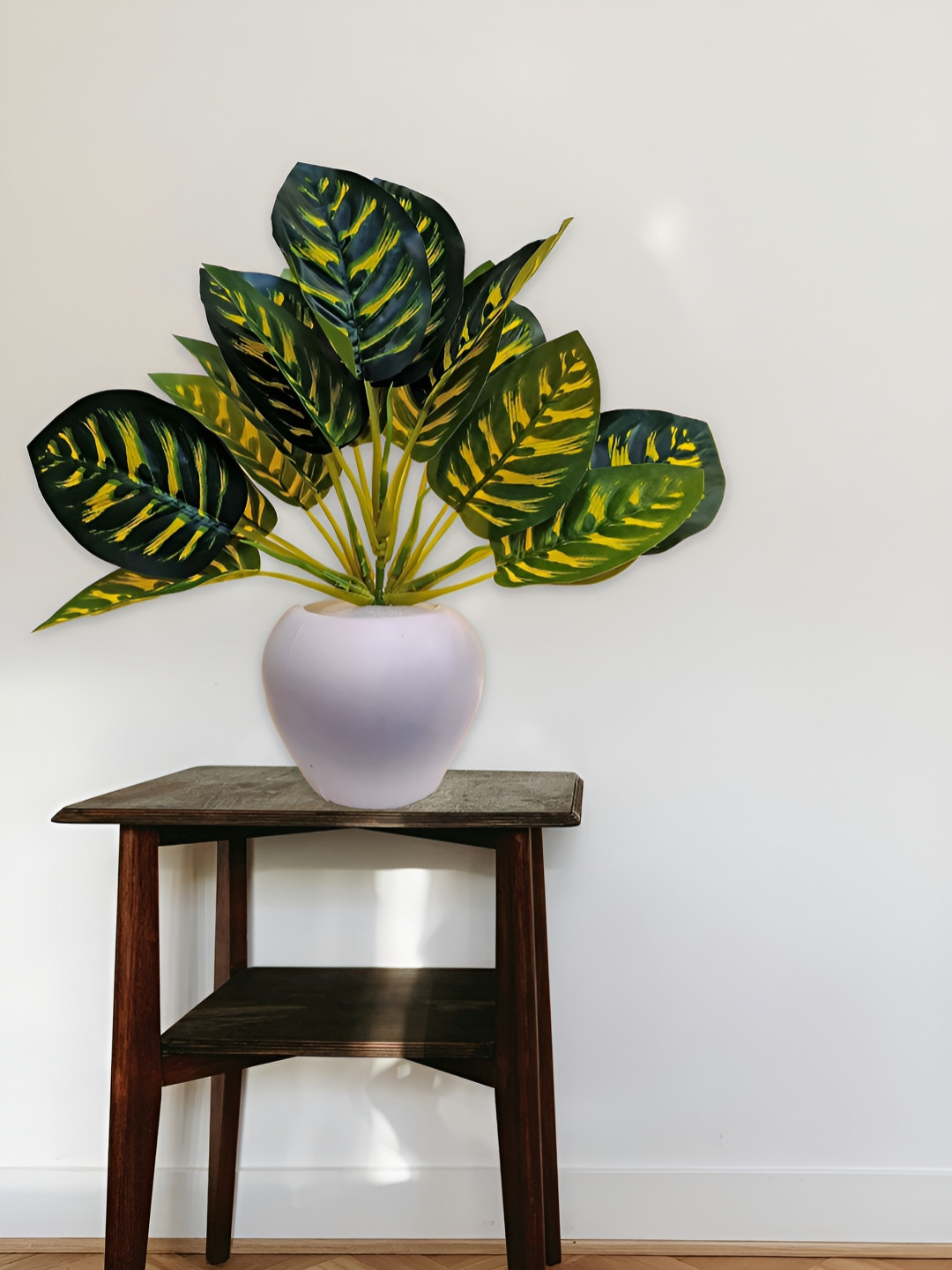 

ARTSY Green and White Calathea Artificial Flower With Pot