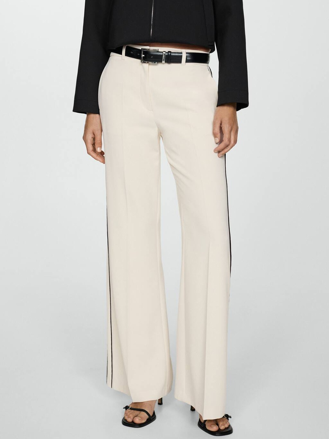 

MANGO Women Wide Leg Trousers, Off white