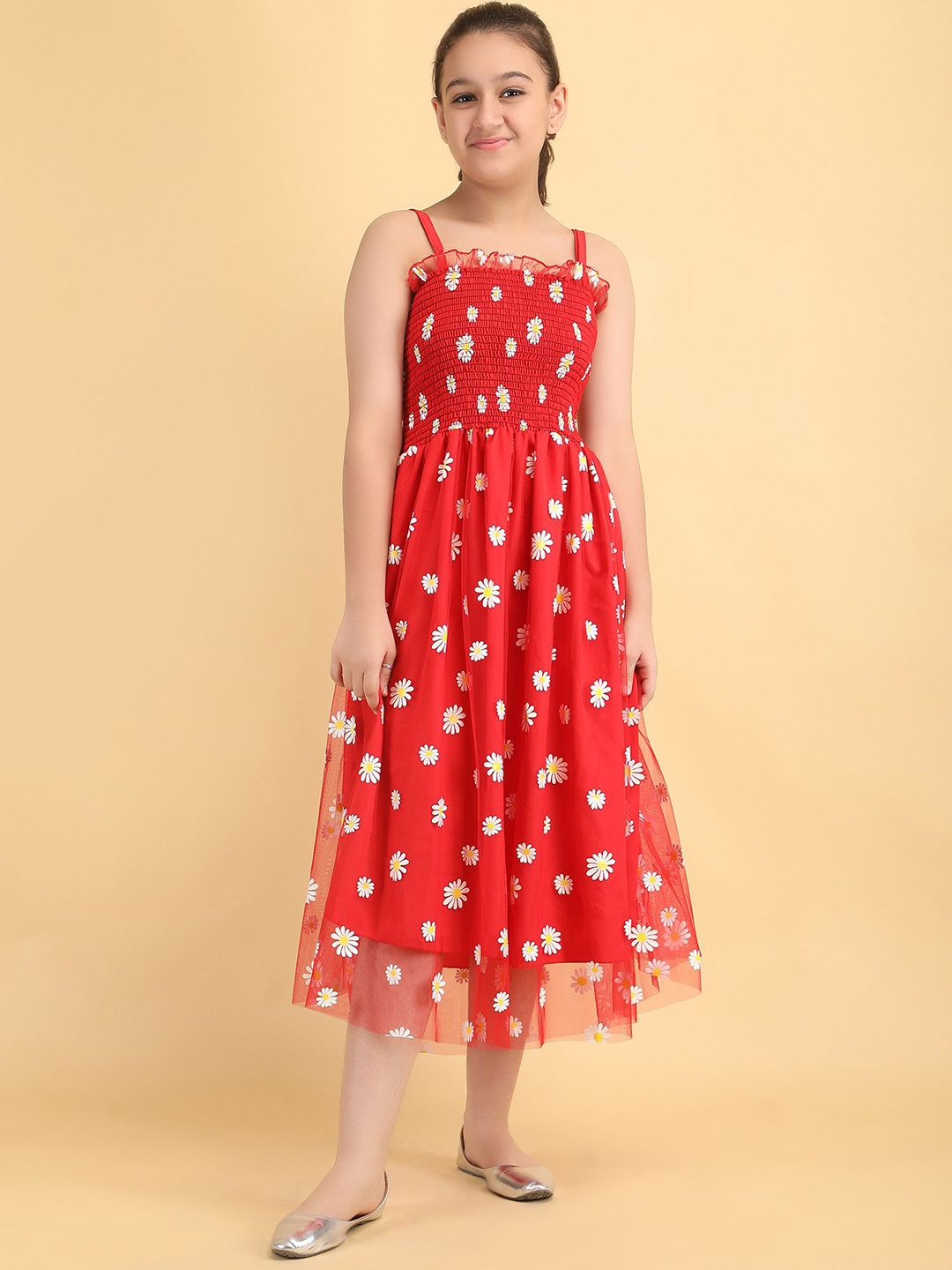 

DEKLOOK Net Formal Fit & Flare Dress, Red